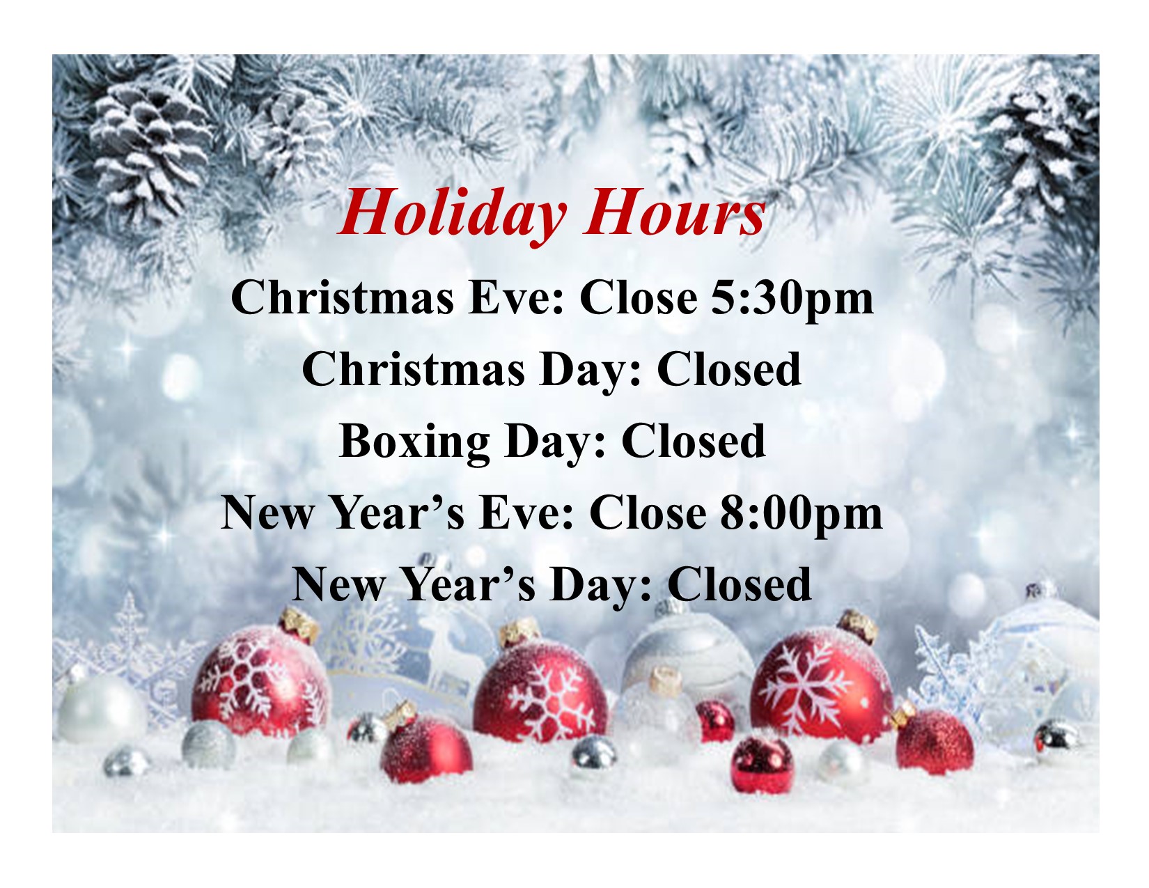Christmas Hours